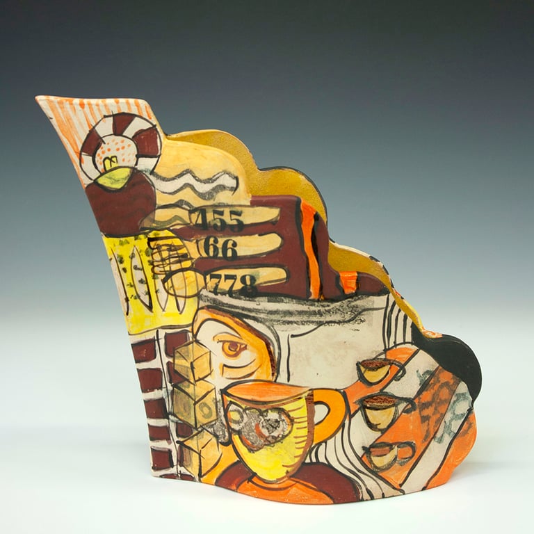 Mid Sized Decorative Ceramic Sculpture - Table Manners Collection: Tea Time