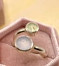 Unique Chalcedony and Prehnite Silver Ring Handmade  - Image 4