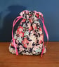 Cherry Blossom Reusable Gift Bag - Mini Floral Drawstring Present Bag