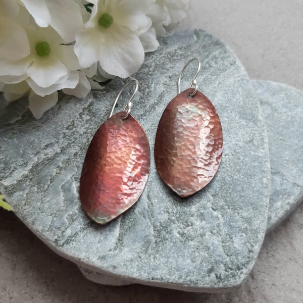  Copper Oxidised  Earrings Dangle Earrings With Argentium  Silver Ear Wires