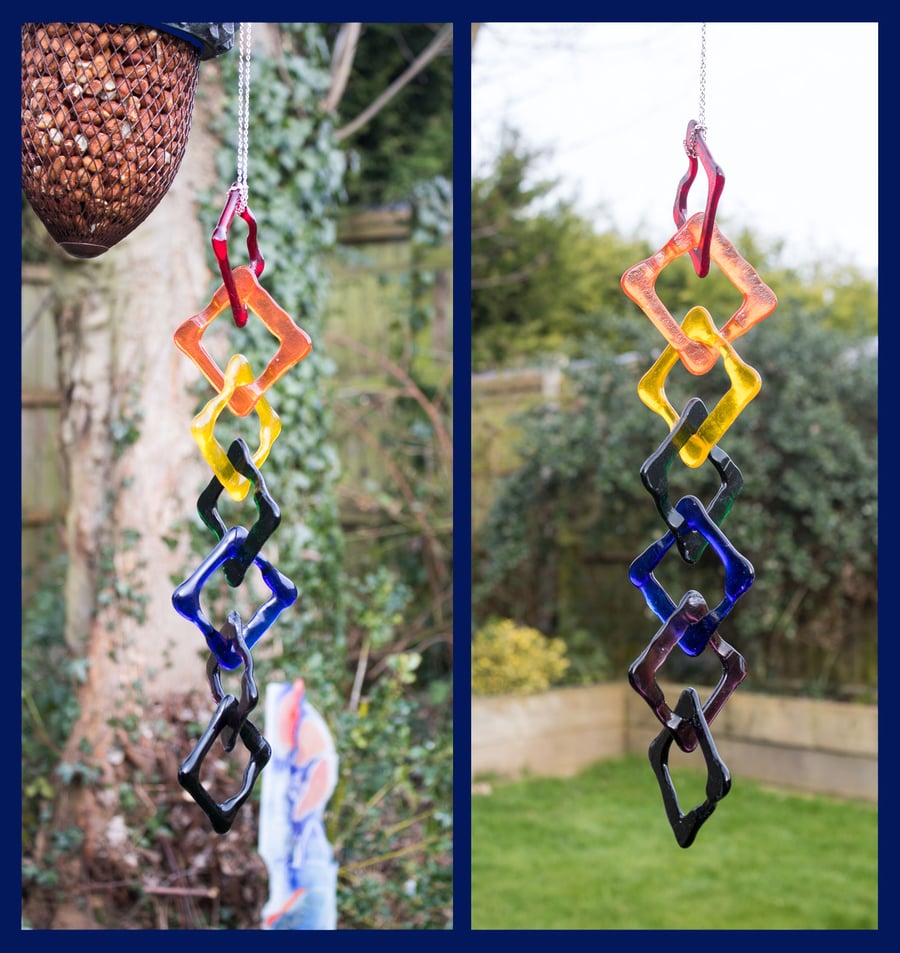 Rainbow Coloured Fused Glass Chain