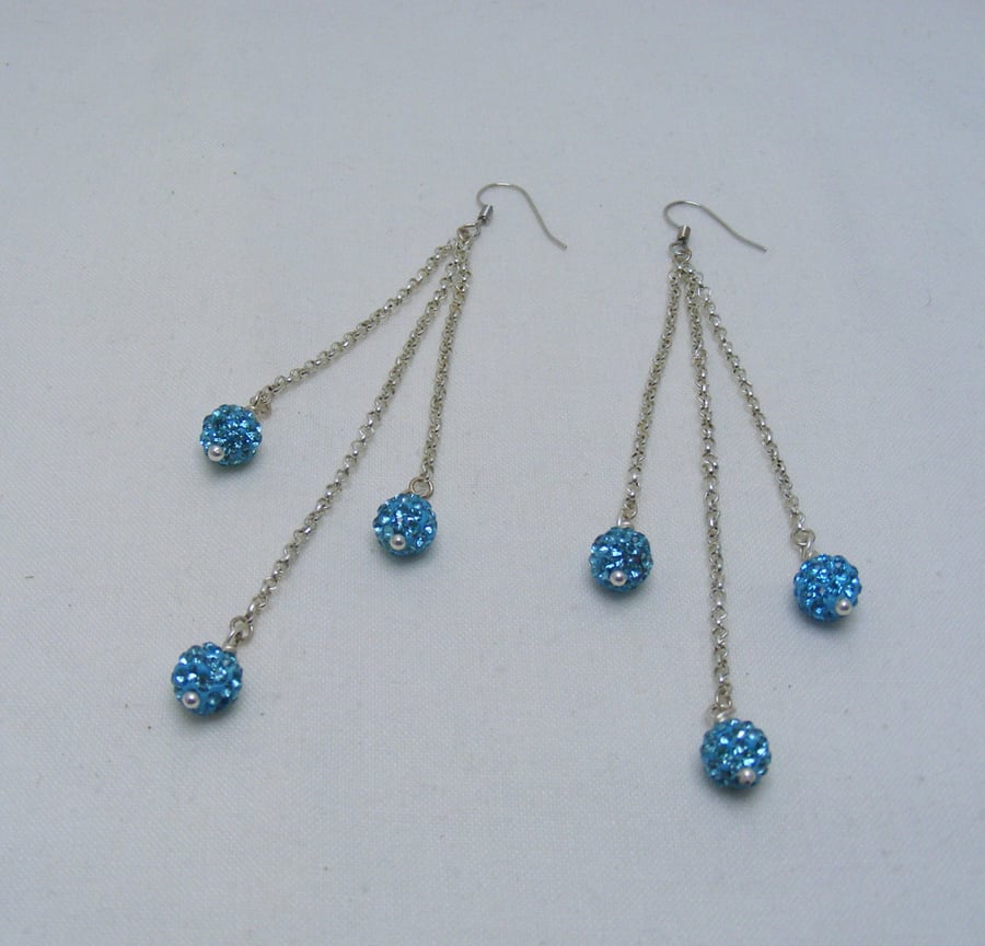 Turquoise Pave Bead Dangle Earrings