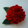 Handmade fleece flower brooch - red