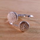 Sterling Silver Spider and Web Shot Adjustable Ring