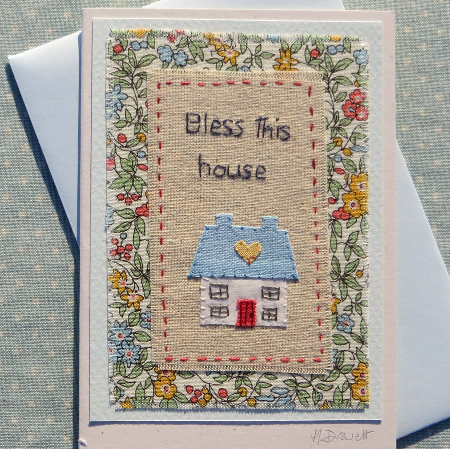 Hand-stitched new home card to brighten up a busy day of un-packing!