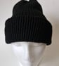 Black Wool Knitted Beanie Hat One Size