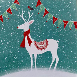 Rudolf and Robin, blank Christmas card