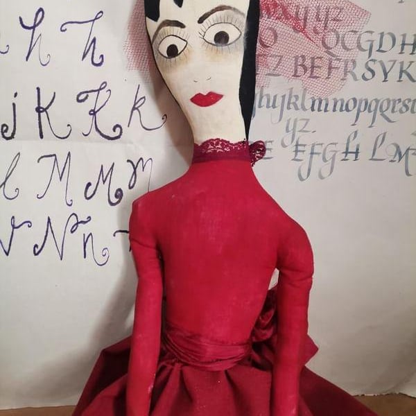 Lydia Beetlejuice, art doll,  Beetlejuice, textile art doll, OOAK art doll