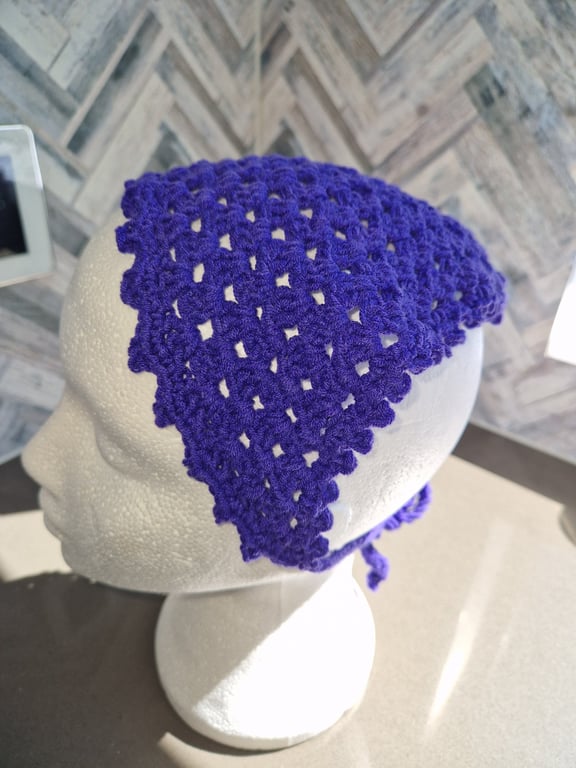 Purple cotton hair bandana festivals summer handmade crochet