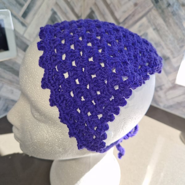 Purple cotton hair bandana festivals summer handmade crochet