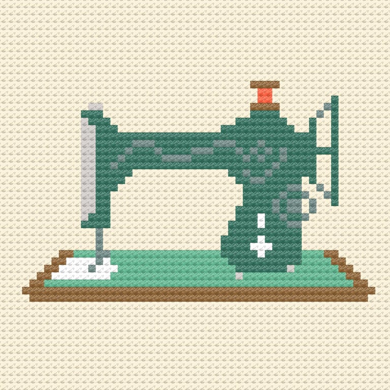 Vintage Sewing Machine Needlepoint Chart PDF - Small Tapestry Pattern