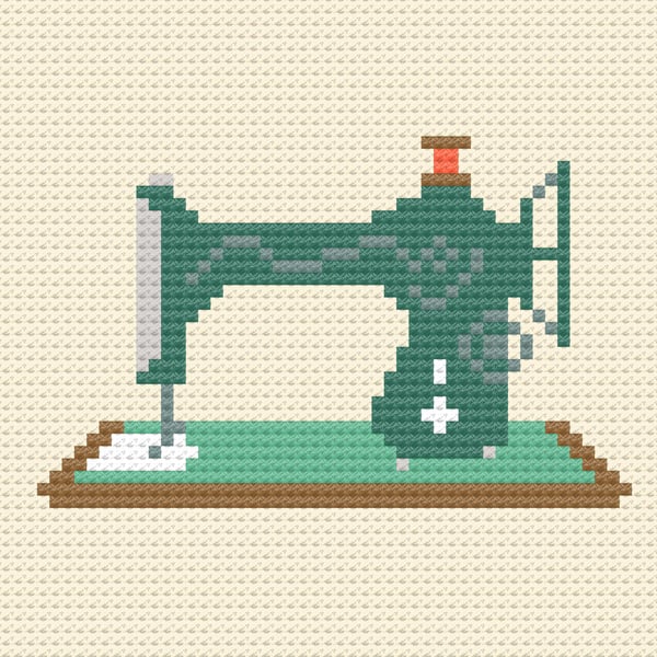 Vintage Sewing Machine Needlepoint Chart PDF - Small Tapestry Pattern