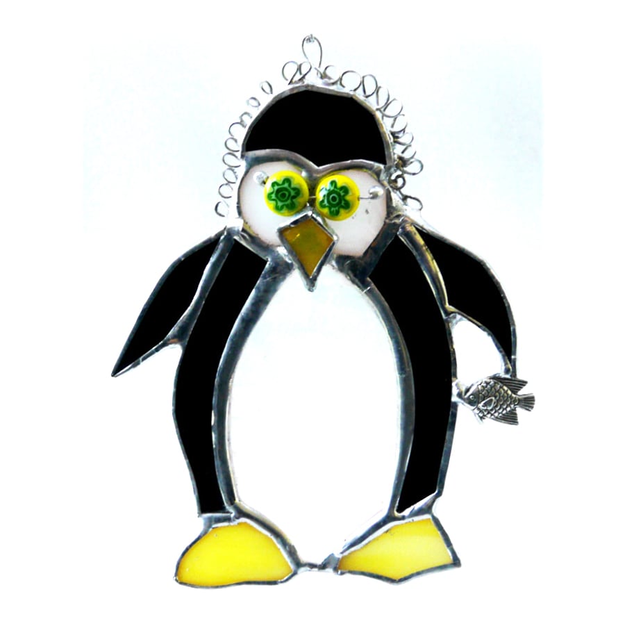 Penguin Suncatcher Stained Glass 016 King the Penguin