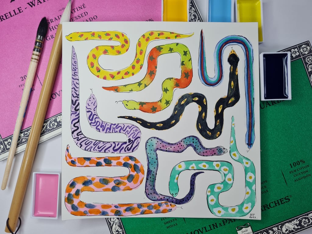 Original Watercolour snake art no.2