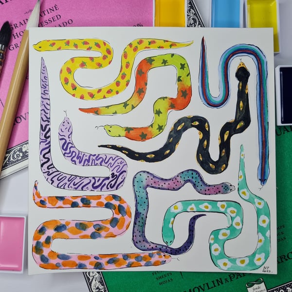 Original Watercolour snake art no.2