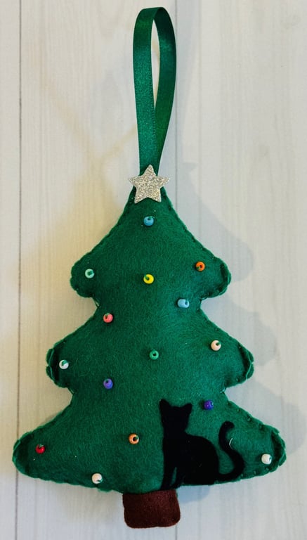 Handmade Christmas tree decoration with cats and dogs