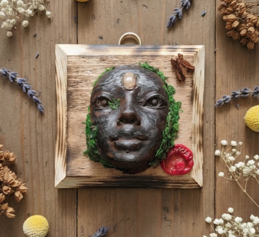 Threshold Guardian Plaque . Handcrafted Wooden Spirit Talisman