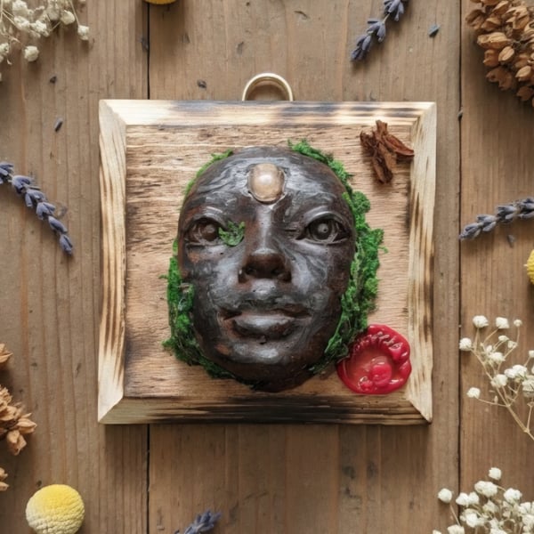 Threshold Guardian Plaque . Handcrafted Wooden Spirit Talisman