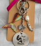 Gorgeous Maybe I'm a Mermaid Key Ring - Red Green Tail -  Bag Charm - Key Chain. - Image 1