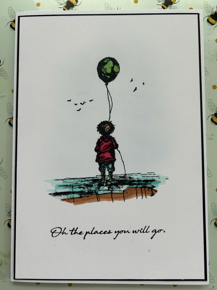 A5 happy birthday all the places you will go boy with balloon, birthday, keepsak