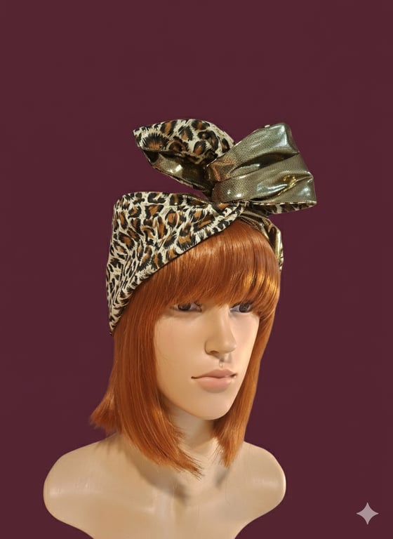 Gold Leopard Wide Wire Headband 