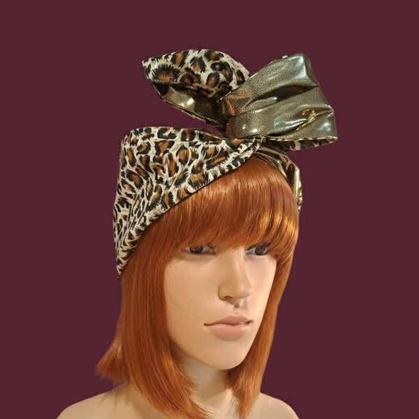 Gold Leopard Wide Wire Headband 