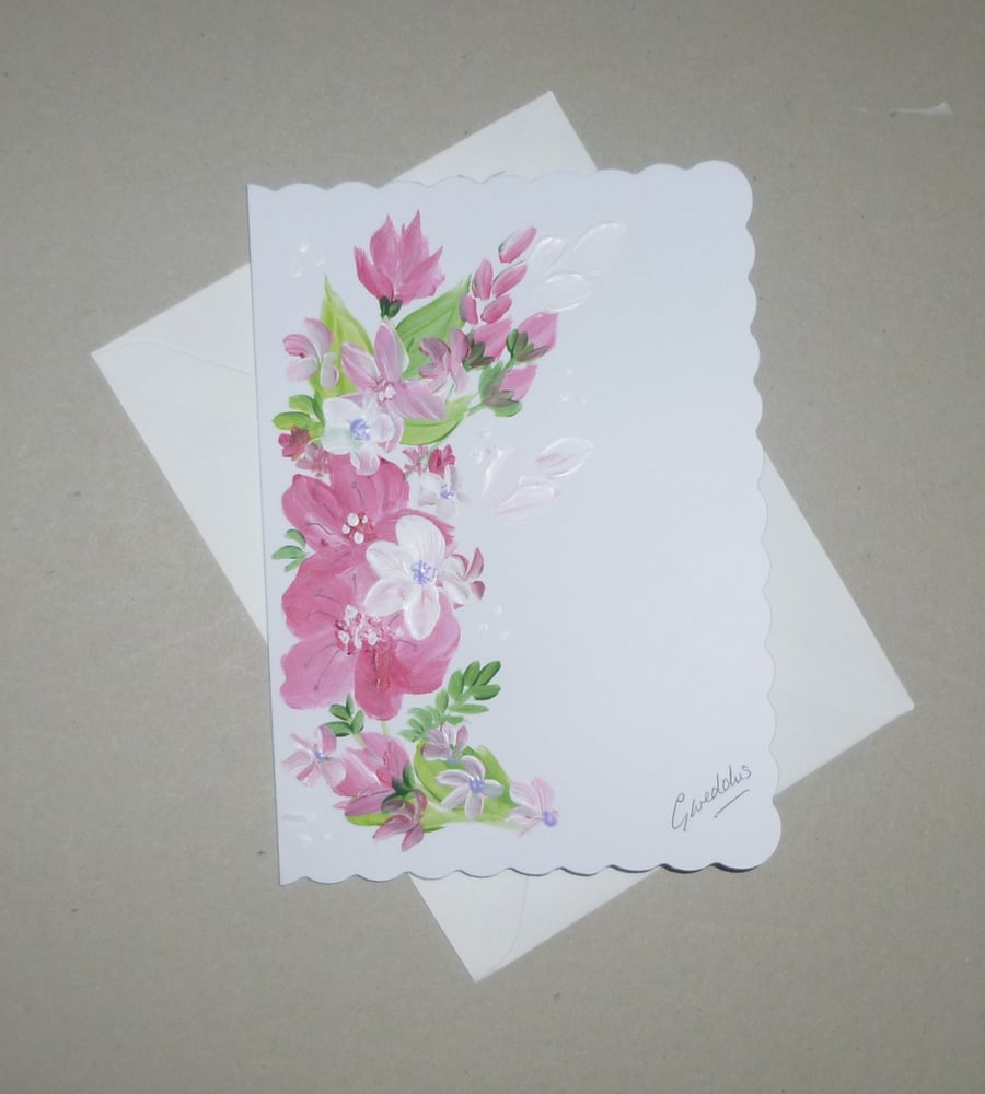 original art hand painted blank card (ref FA 287 M2 )