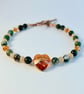 Crystal Heart Bracelet With Sunstone & Moss Agate - Handmade Gift For Her