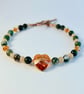 Crystal Heart Bracelet With Sunstone & Moss Agate - Handmade Gift For Her - Image 1
