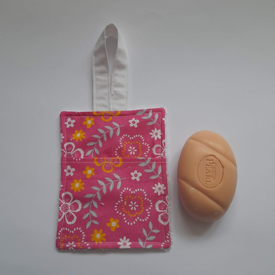 Pink Floral Fabric Soap holder, Soap Saver
