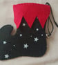 Handmade Elf Boot Christmas Hanging Black and Red