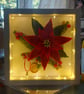 Handmade Poinsettia Christmas Shadow Box - Light-Up Festive Wall Decor 