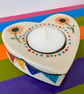 SUNFLOWER AND BUNTING CERAMIC HEART SHAPED TEALIGHT HOLDER - Image 2
