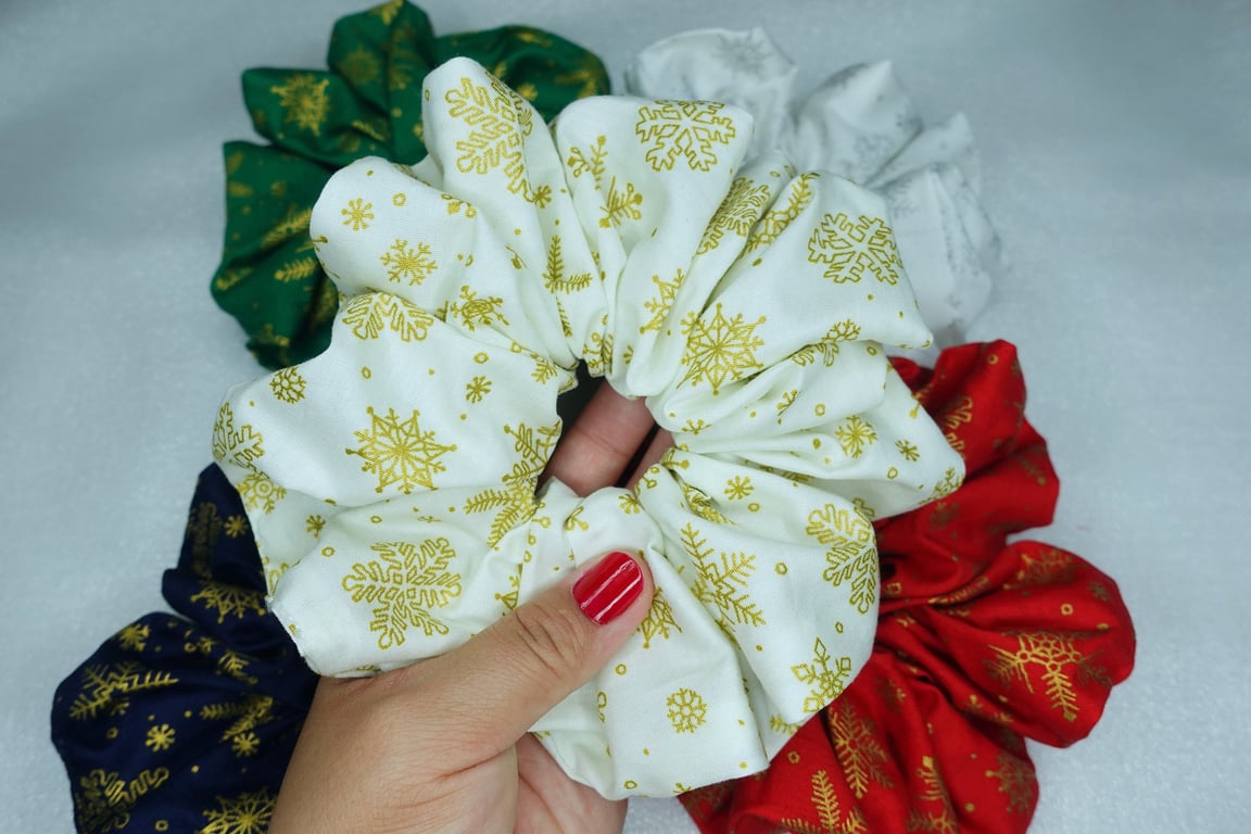Christmas Scrunchies, Snowflake Scrunchies, XXL Xmas Scrunchies, Christmas Gifts