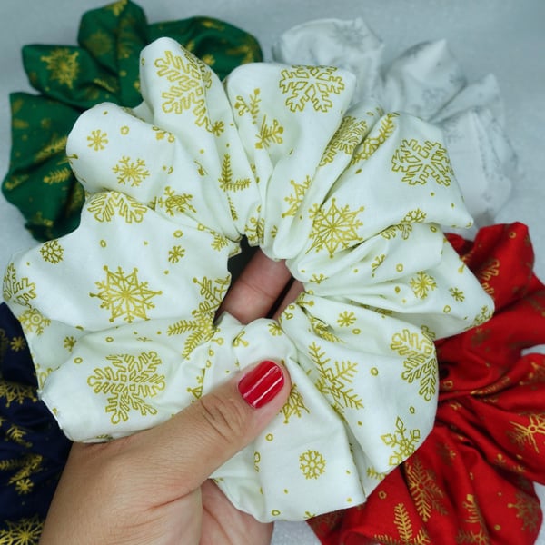 Christmas Scrunchies, Snowflake Scrunchies, XXL Xmas Scrunchies, Christmas Gifts