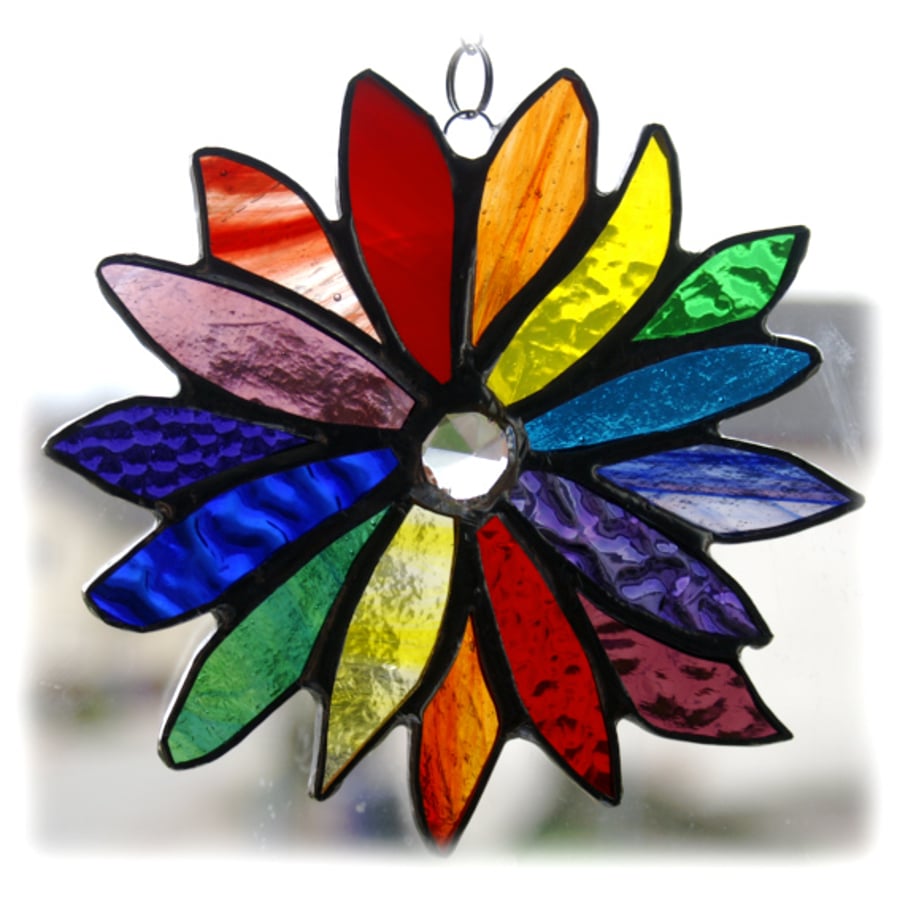 Rainbow Flower  Stained Glass Suncatcher
