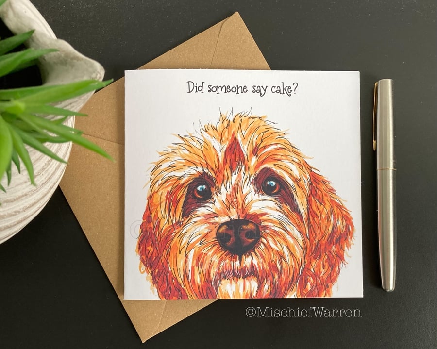 Apricot Cockapoo Card - Blank or Personalised for any occasion