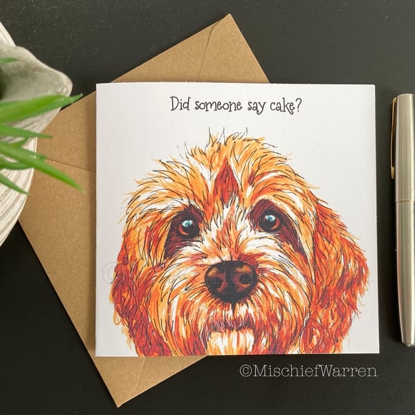 Apricot Cockapoo Card - Blank or Personalised for any occasion