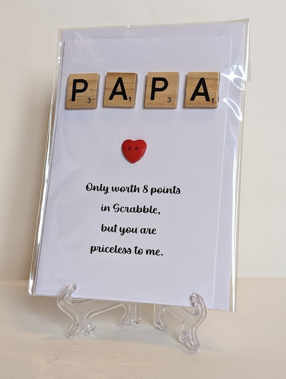  Papa only worth 8 points in Scrabble greetings card