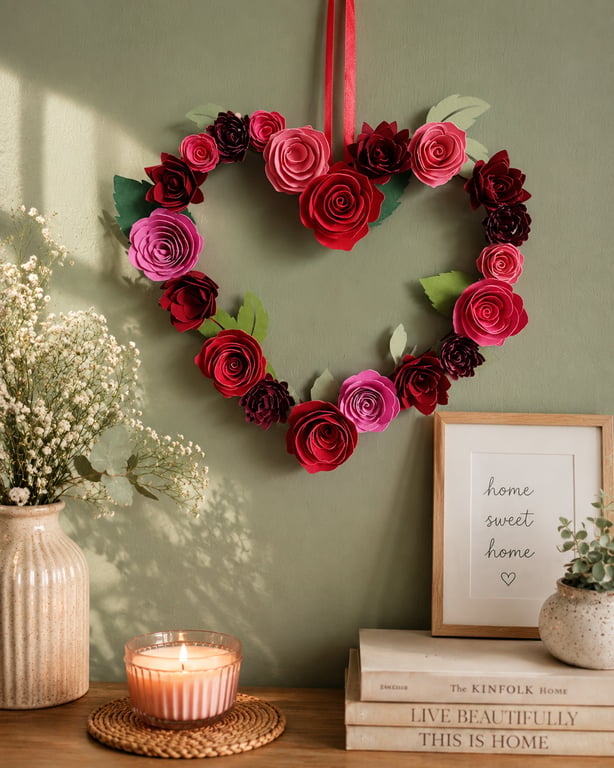 Heart Shaped Rose Hanging Decoration in Reds and Pinks  A Very Pretty Gift