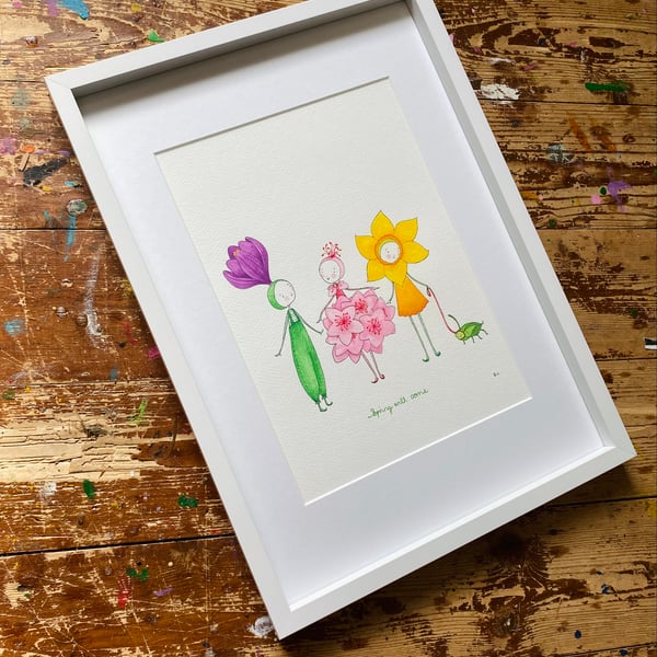 Spring Will Come - Framed  A4 Original illustration with Poem 