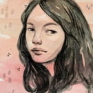 Faded Portrait Original Watercolour Illustration