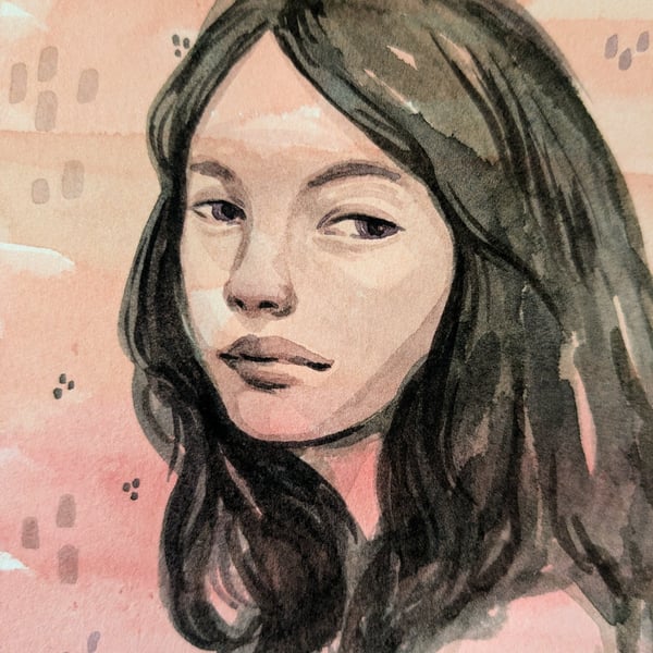 Faded Portrait Original Watercolour Illustration