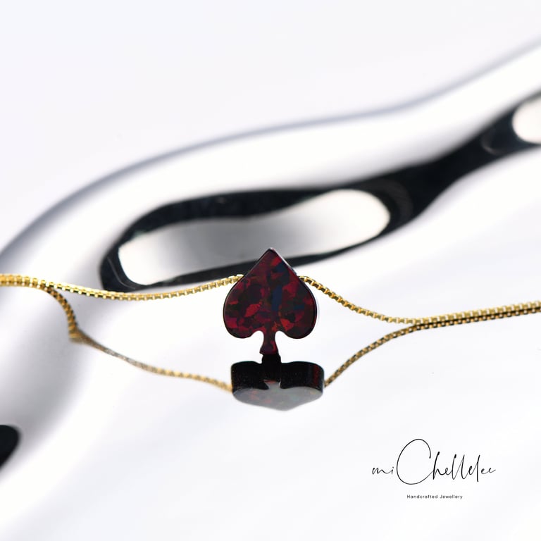 Fire Opal Black Heart Necklace with Sterling Silver Chain