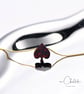 Fire Opal Black Heart Necklace with Sterling Silver Chain