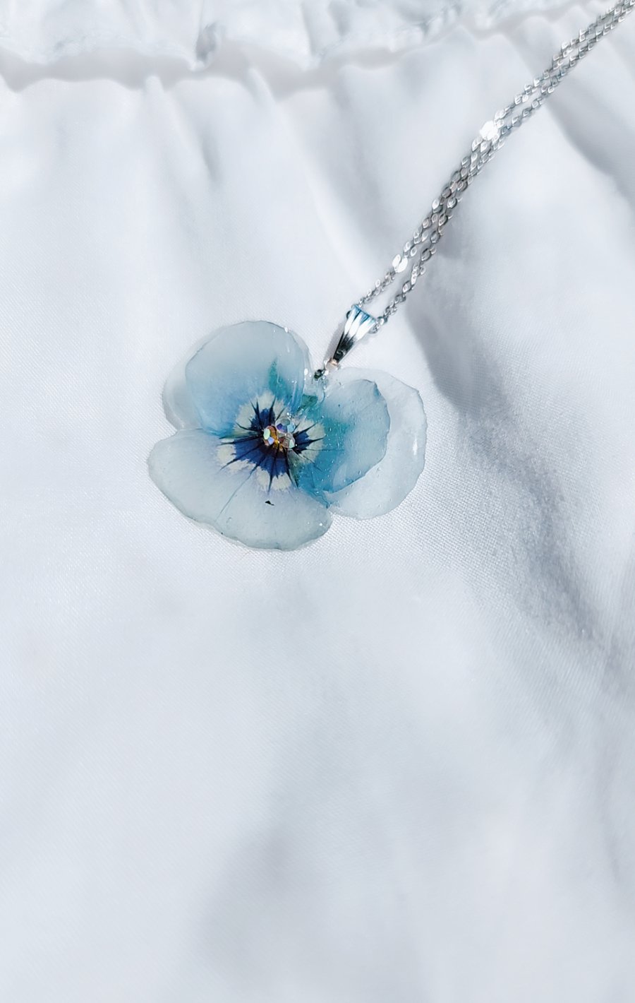 Pressed Real Pansy Pendant Necklace