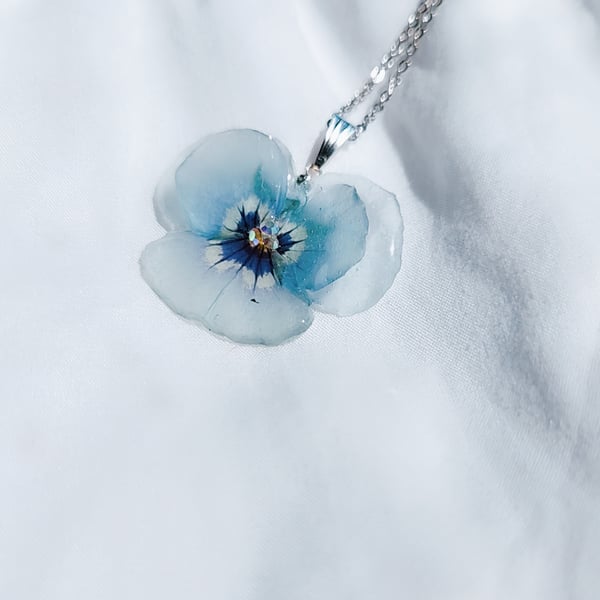 Pressed Real Pansy Pendant Necklace