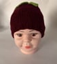 Children's Hand Knitted Hat with Flower and Leaf Decoration