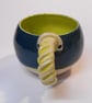 Mug Barley sugar handle Grass and Tidepool Green, durable stoneware Ceramic Mug. - Image 4