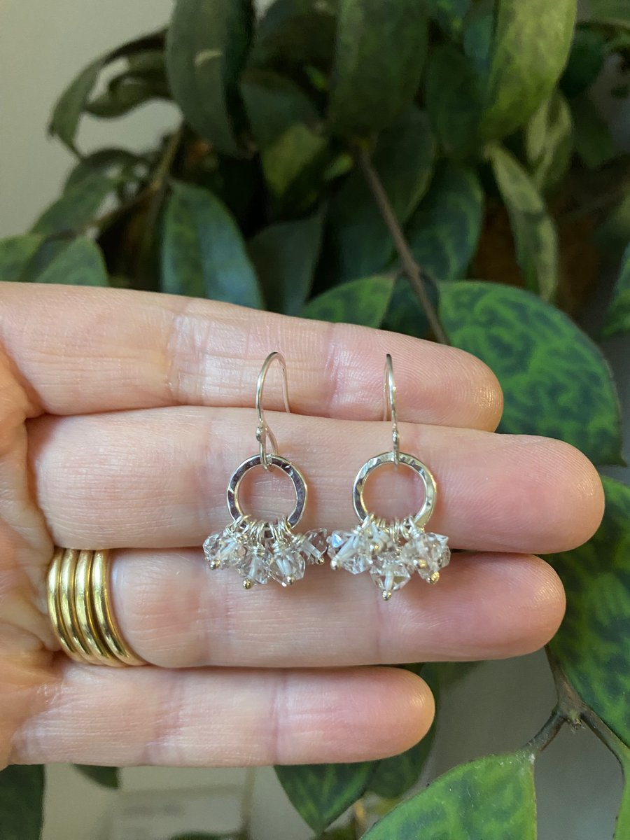 Herkimer Diamond Gemstone Ruffle Disco Earrings